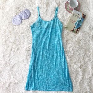 Calvin Klein Size M Aqua Lace Nightie Adj. straps